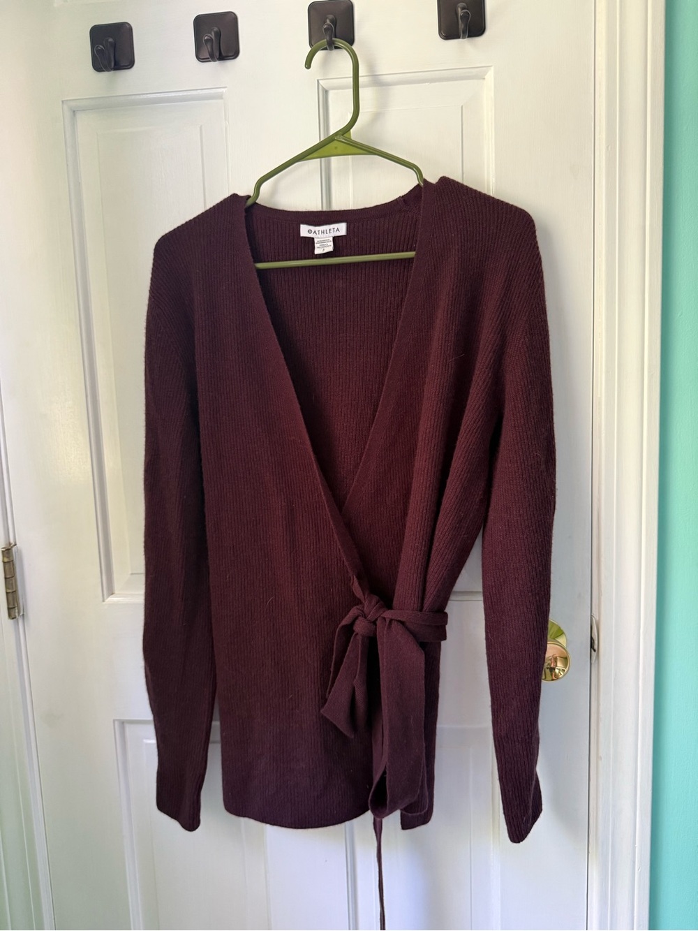 Athleta Burgundy Wrap Cardigan with Side Tie Size Small